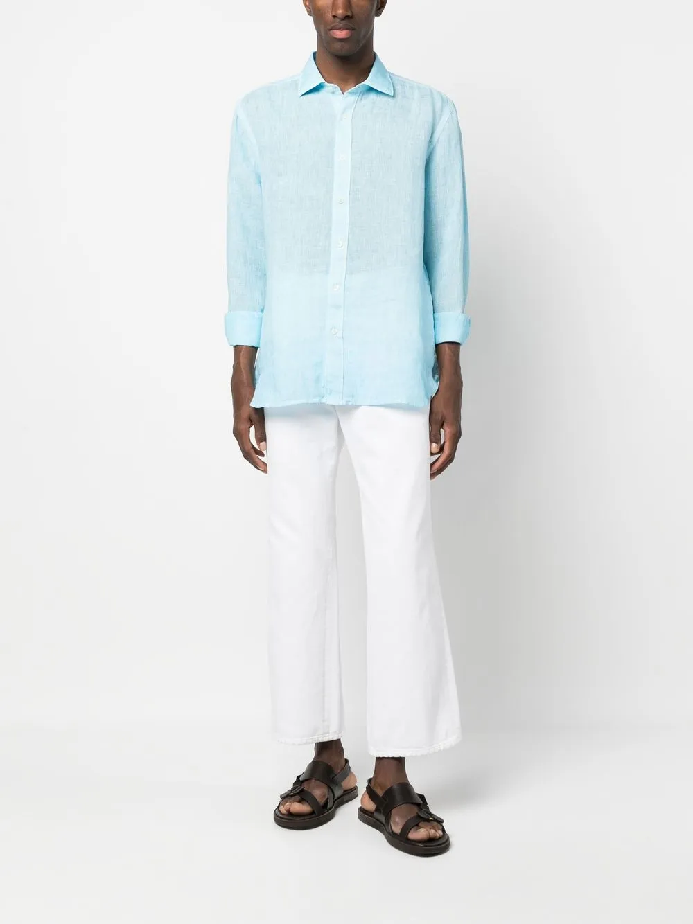 120% Lino Linnen overhemd - Blauw