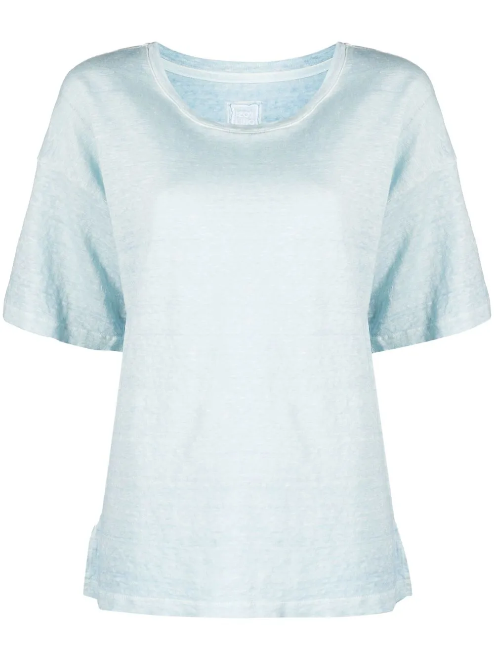 

120% Lino round-neck linen T-shirt - Blue