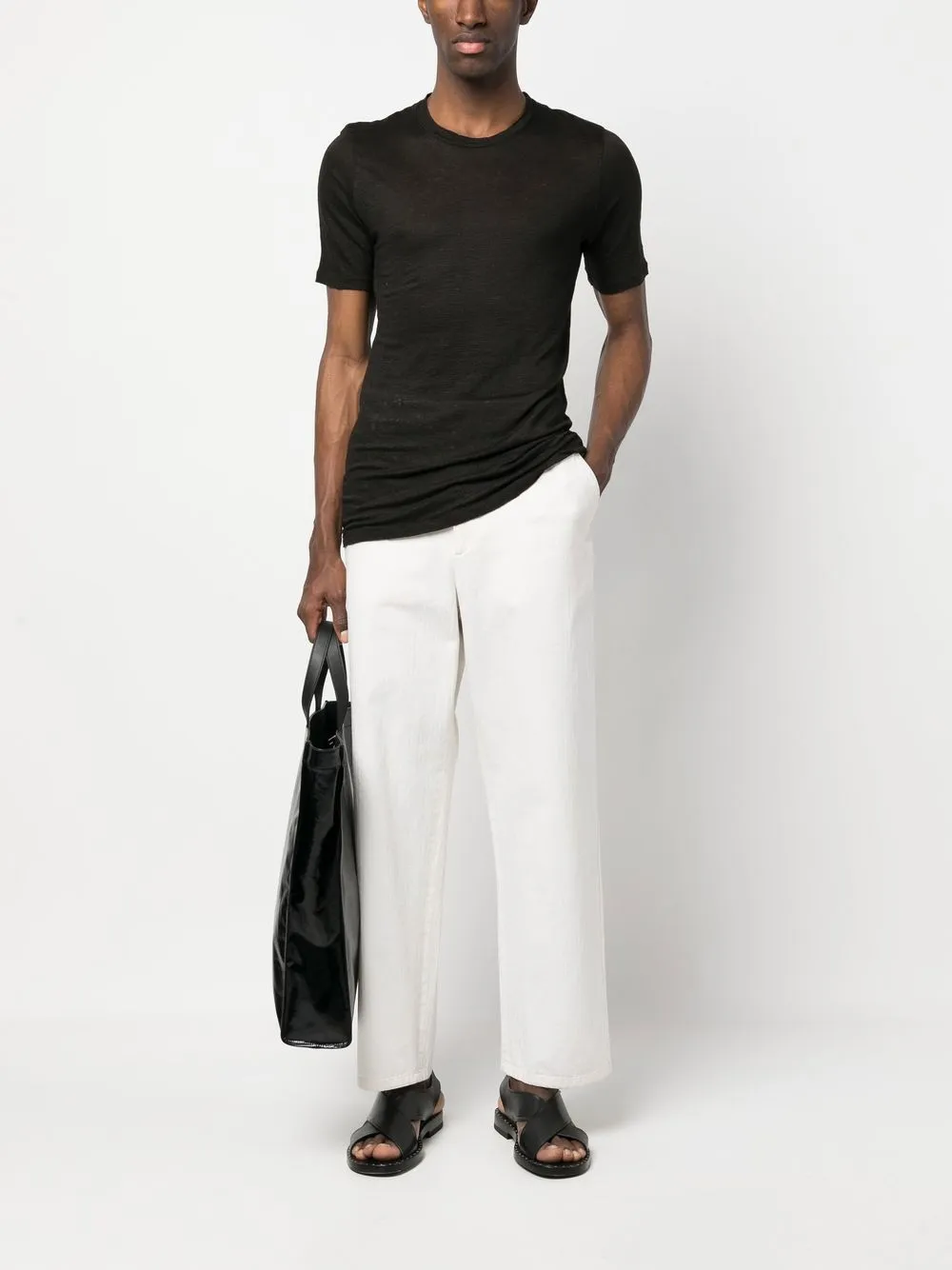 120% Lino T-shirt met korte mouwen - Zwart