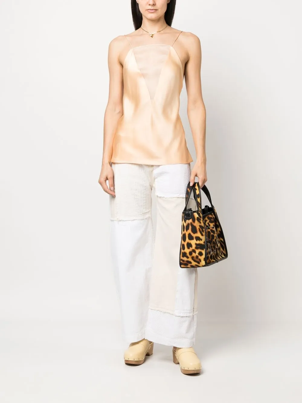 Stella McCartney Top met doorzichtig vlak - Beige