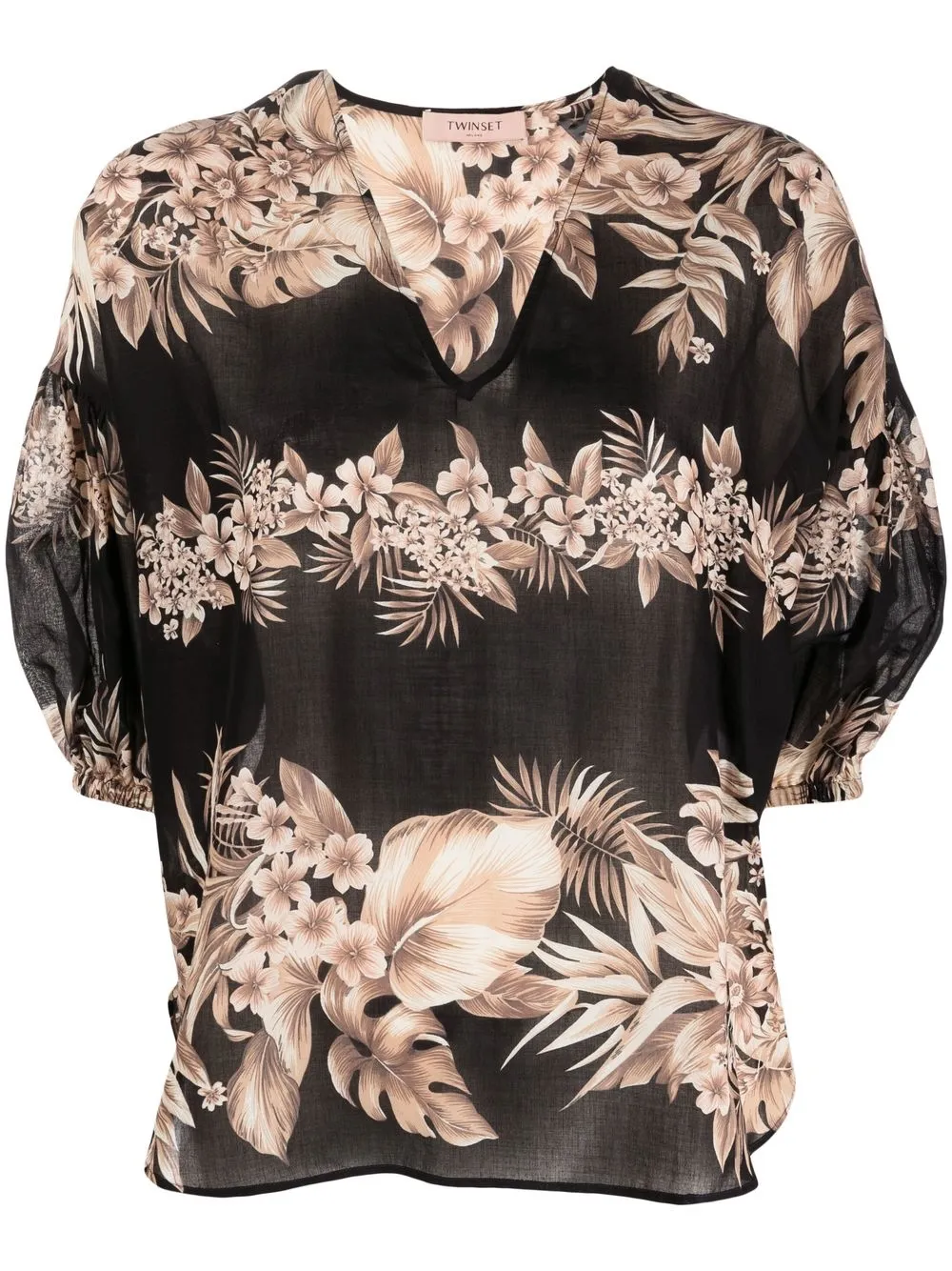 

TWINSET floral-print v-neck blouse - Black