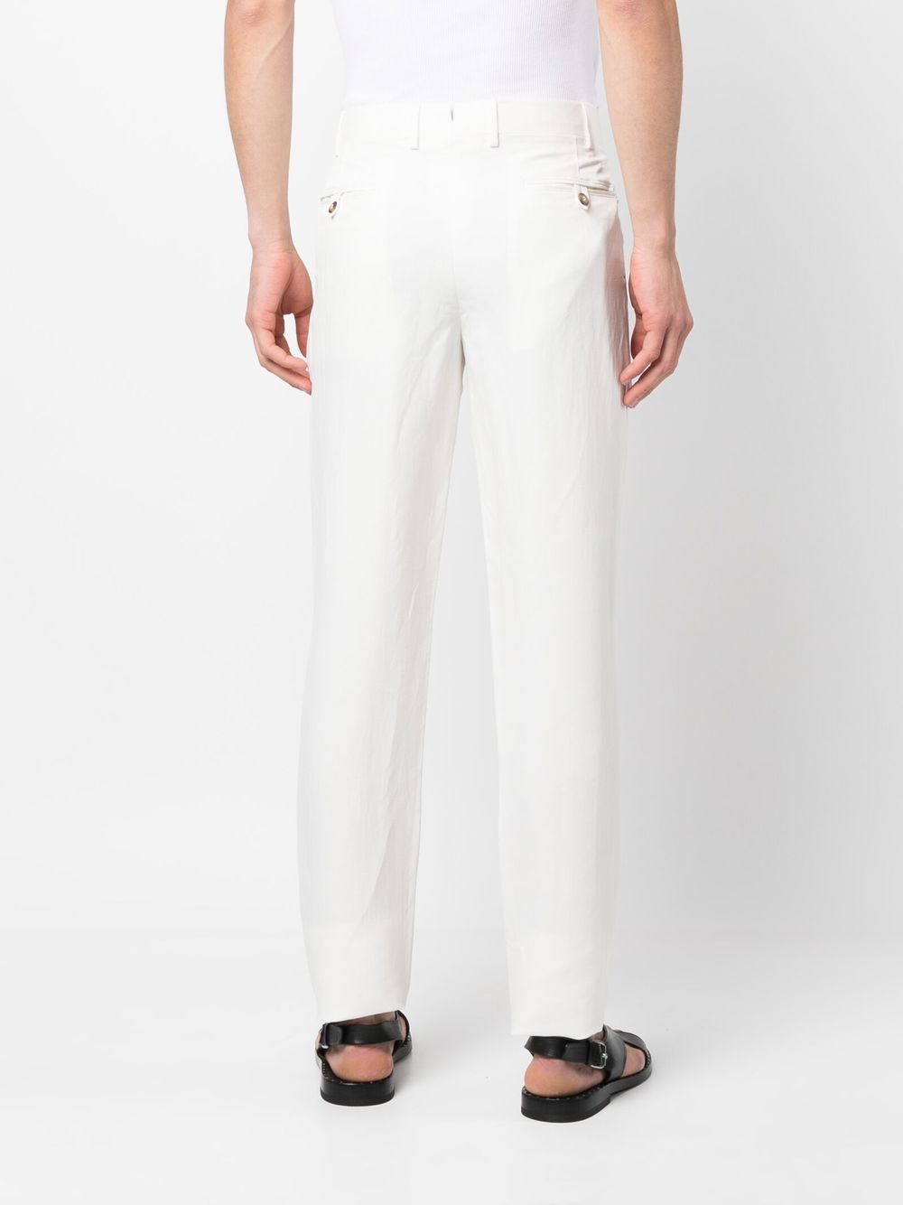 Shop Canali Pleat-detail Chino Trousers In White