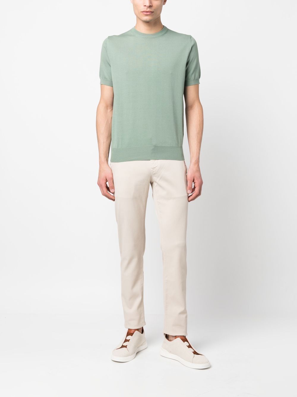 Canali Gebreid T-shirt - Groen