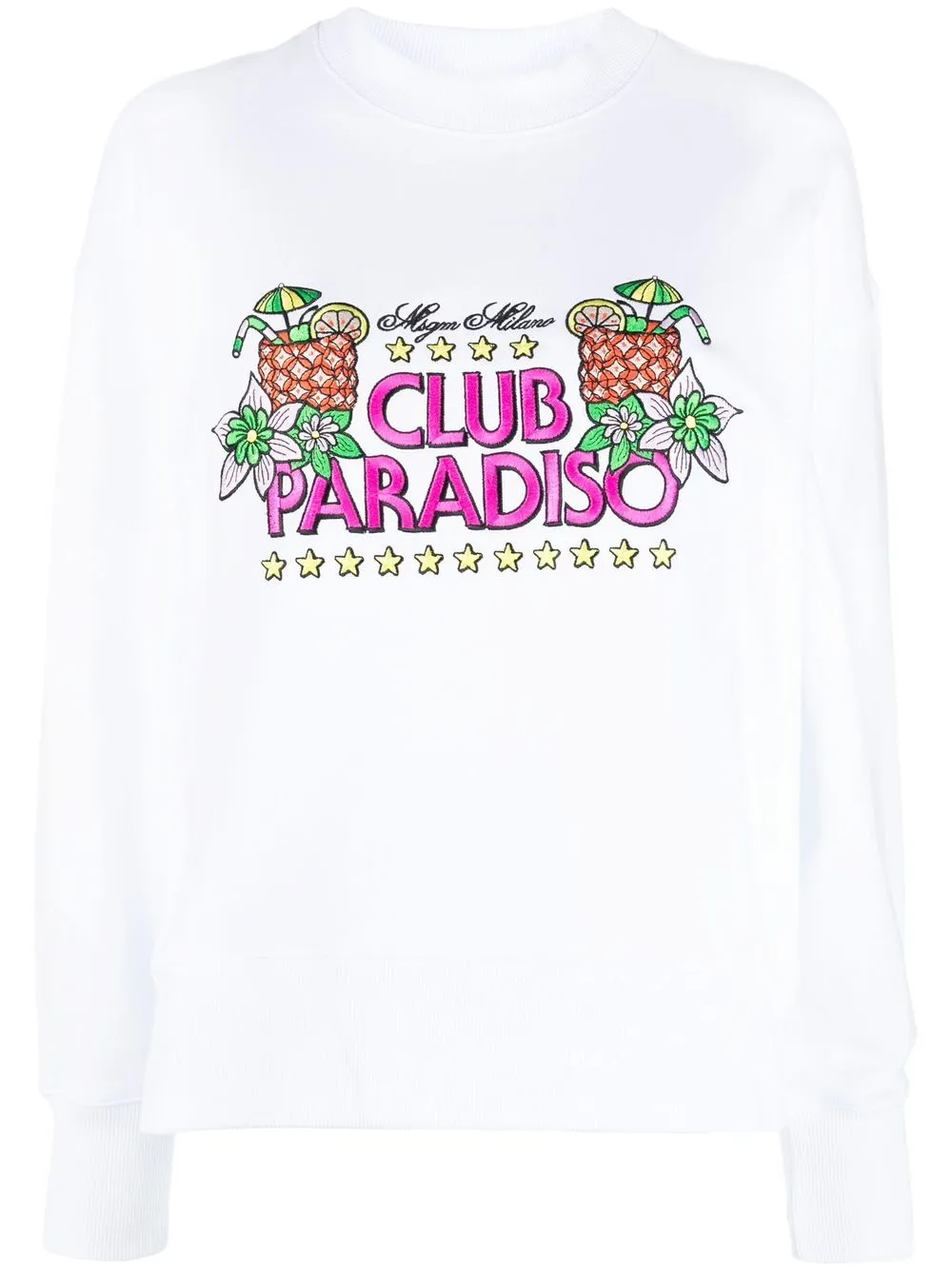 

MSGM sudadera con cuello redondo y logo bordado - Blanco