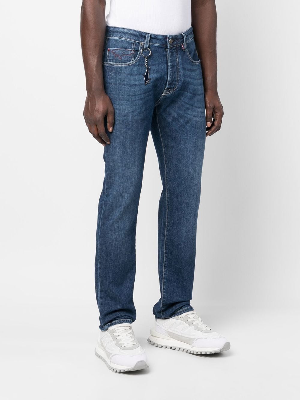 Shop Paul & Shark Keyring-detail Straight-leg Jeans In Blue