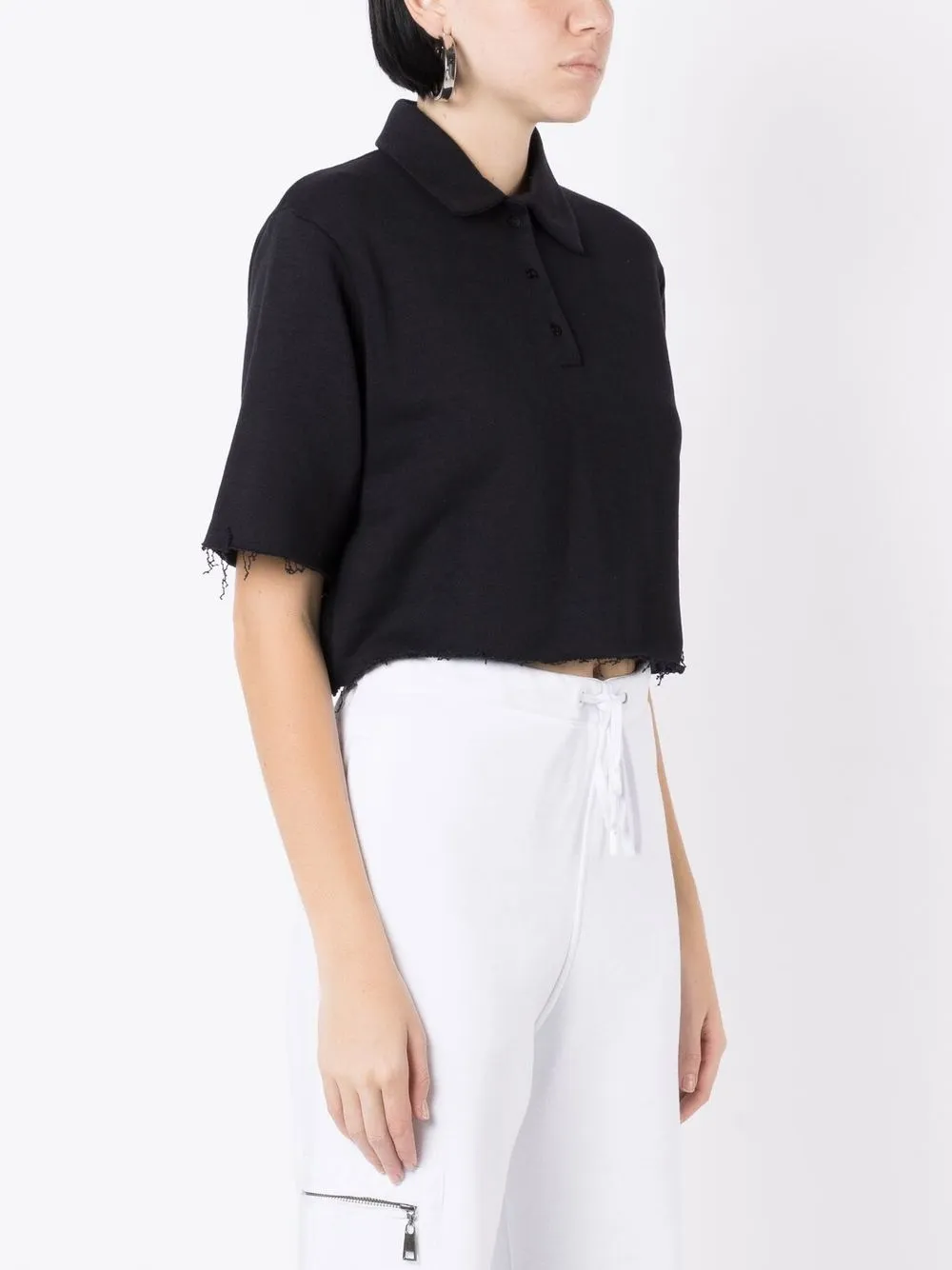 Andrea Bogosian Dras Cropped Polo Shirt In Black