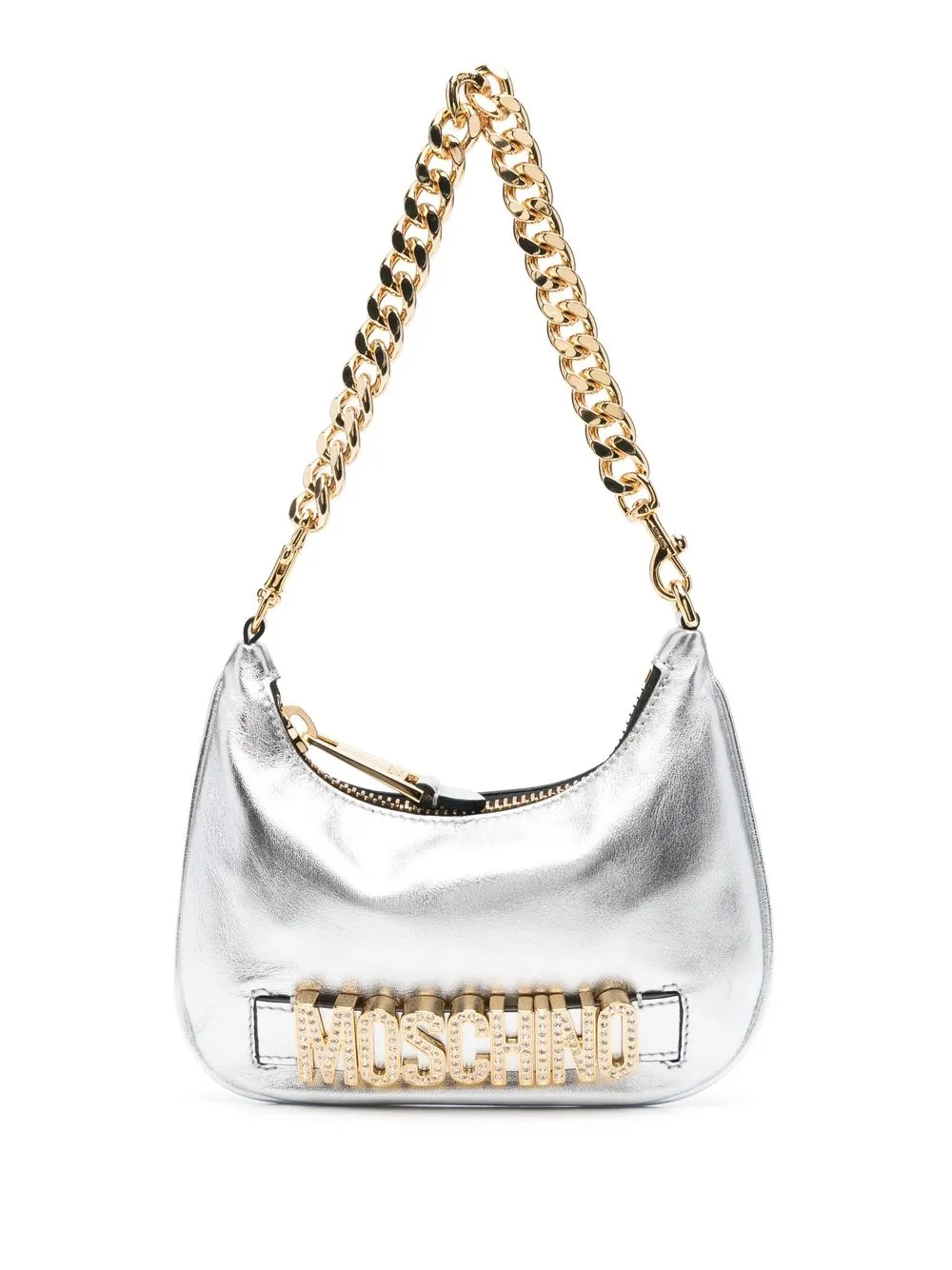 

Moschino Shiny Hobo logo bag - Silver