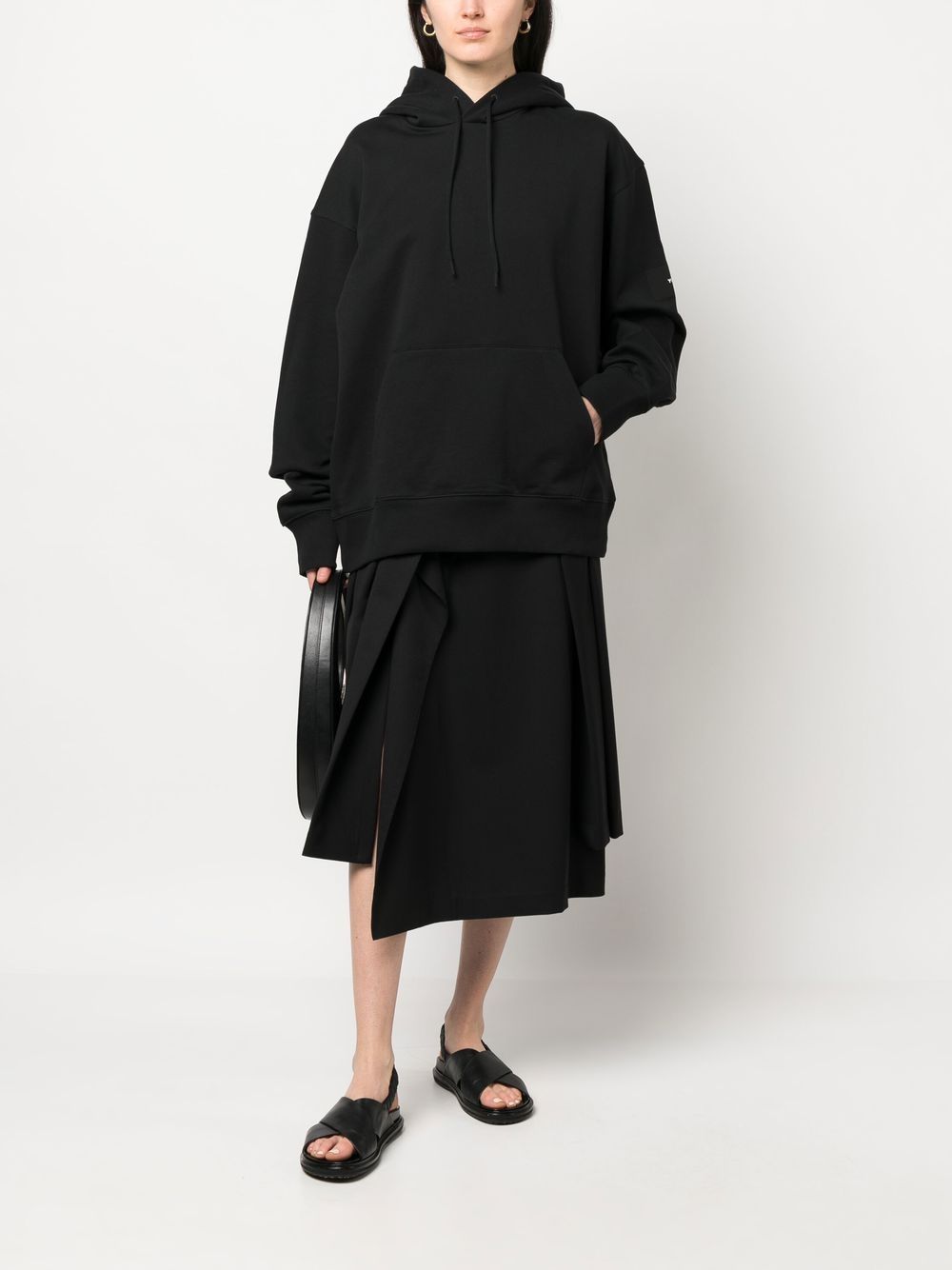 Shop Y-3 Drop-shoulder Drawstring Hoodie In Black