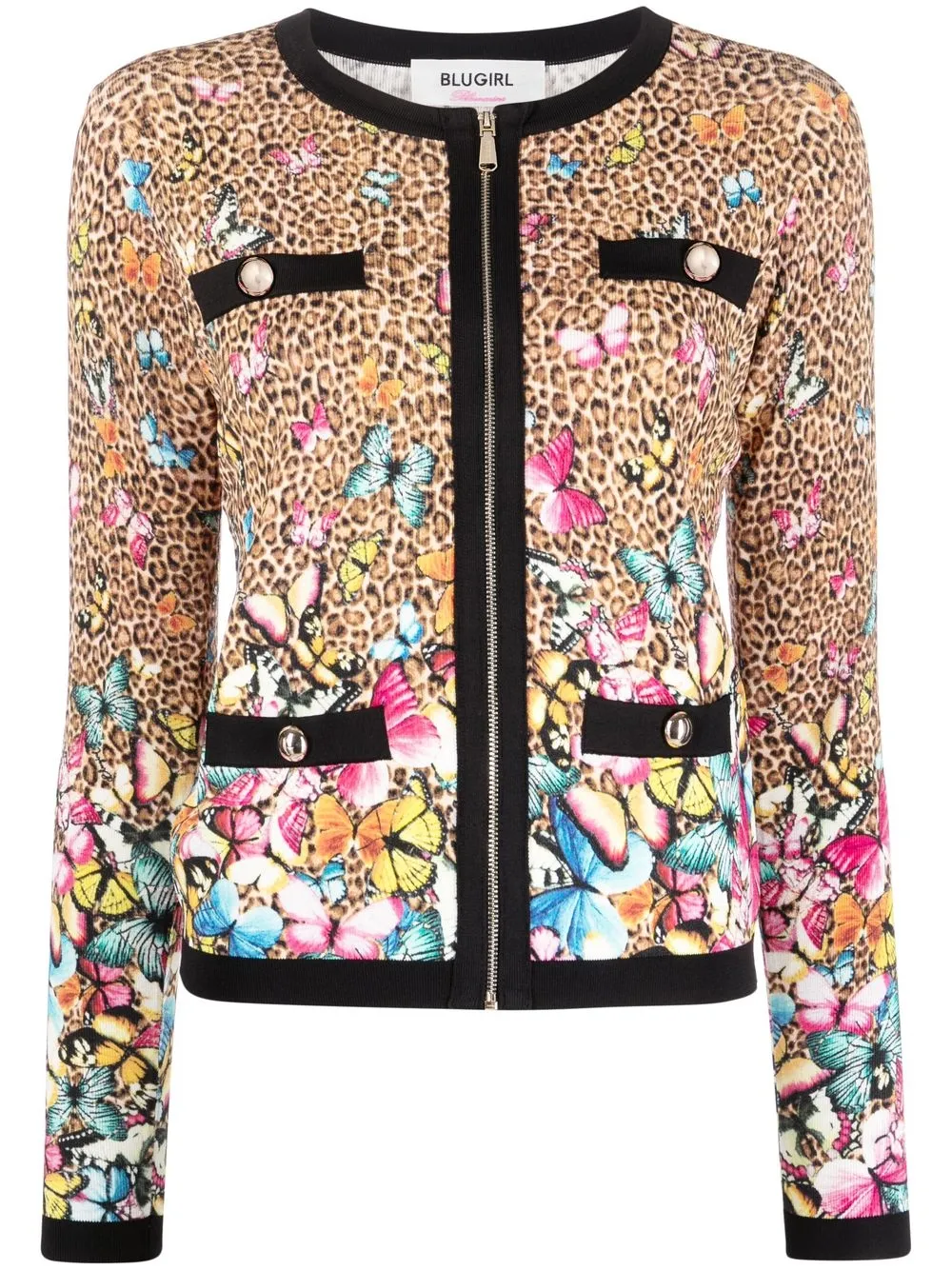 

Blugirl leopard-butterfly-print cardigan - Brown