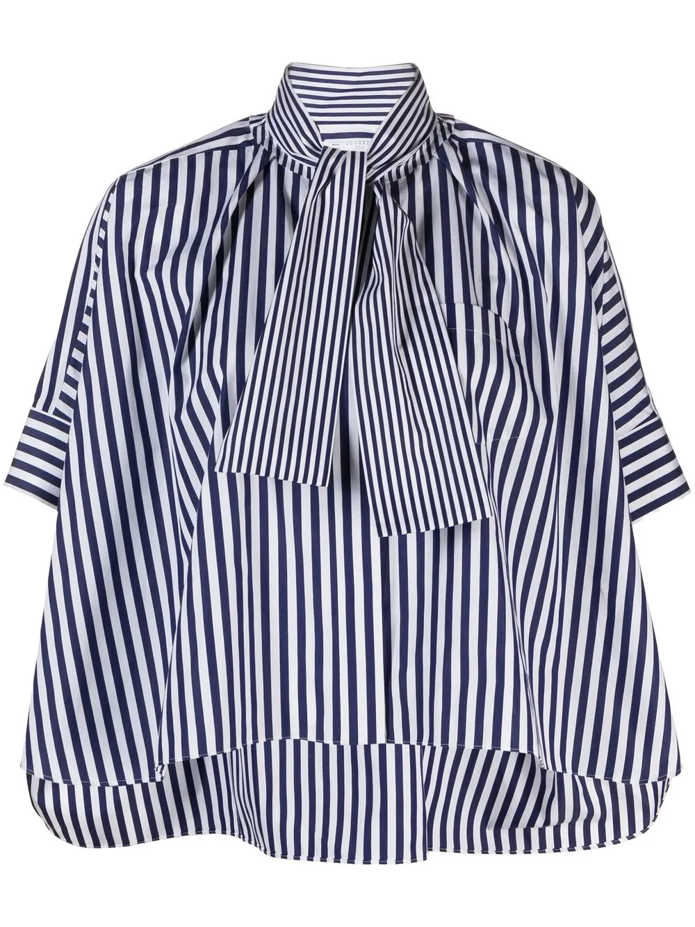 

sacai tie-neck striped cotton shirt - Blue