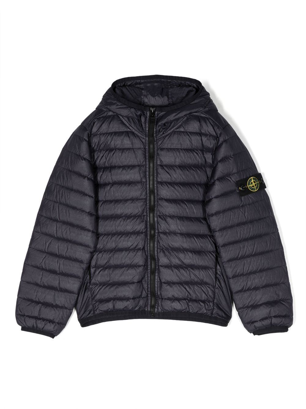 Stone Island Junior Kids' Padded Logo-patch Jacket In Blue