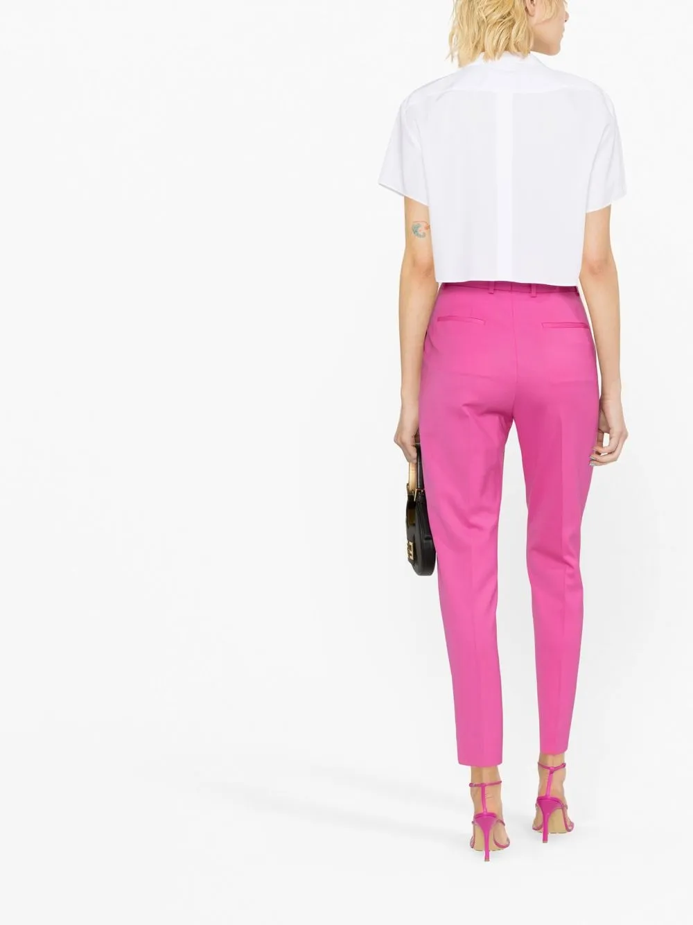 Shop Dolce & Gabbana High-waisted Tapered Trousers In Pink