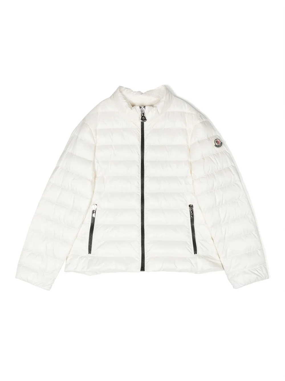 

Moncler Enfant logo-patch zip-up padded jacket - White