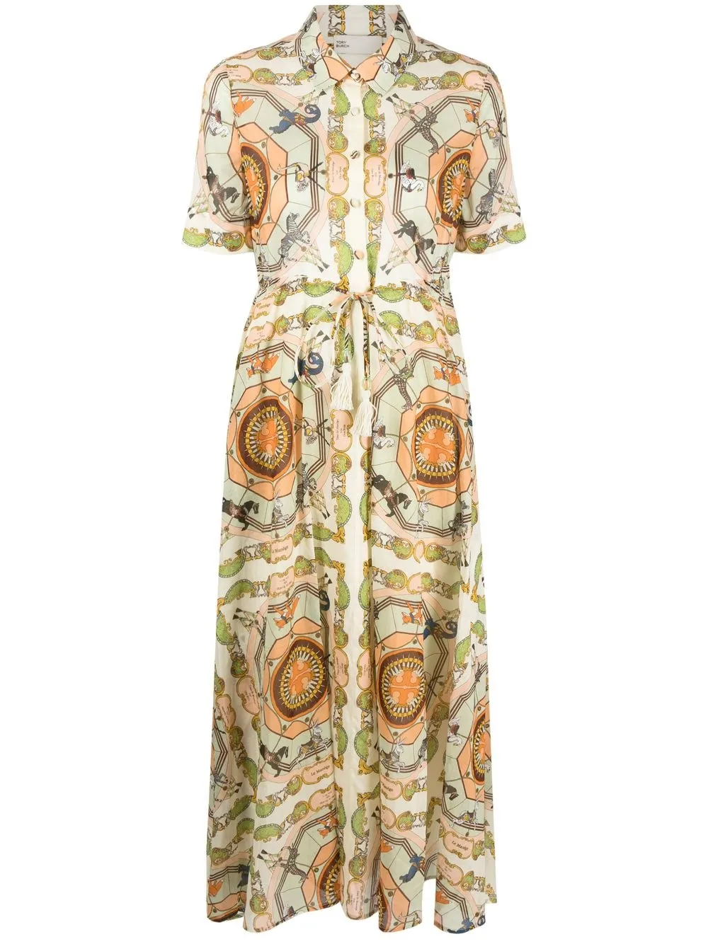 

Tory Burch Carousel-print cotton shirtdress - Neutrals