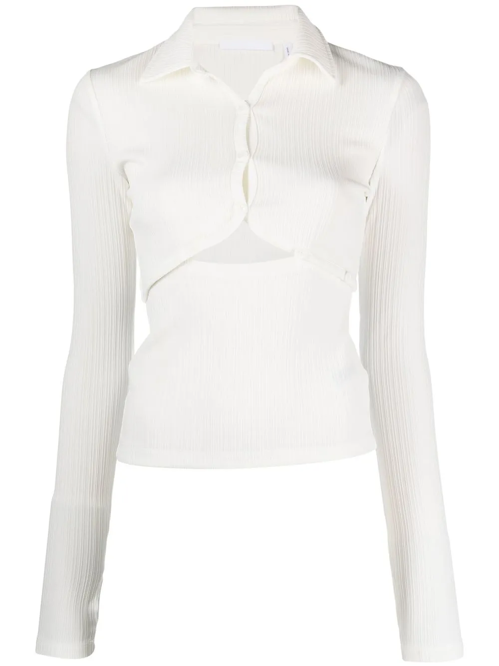 

Helmut Lang cut-out long-sleeved top - White