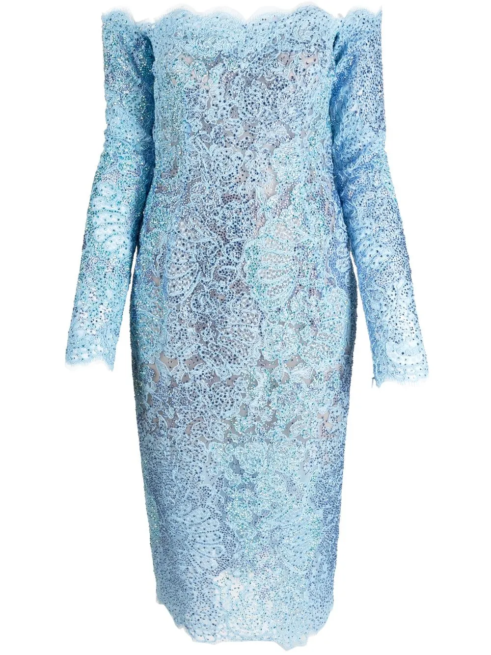 

Ermanno Scervino vestido con encaje bordado - Azul
