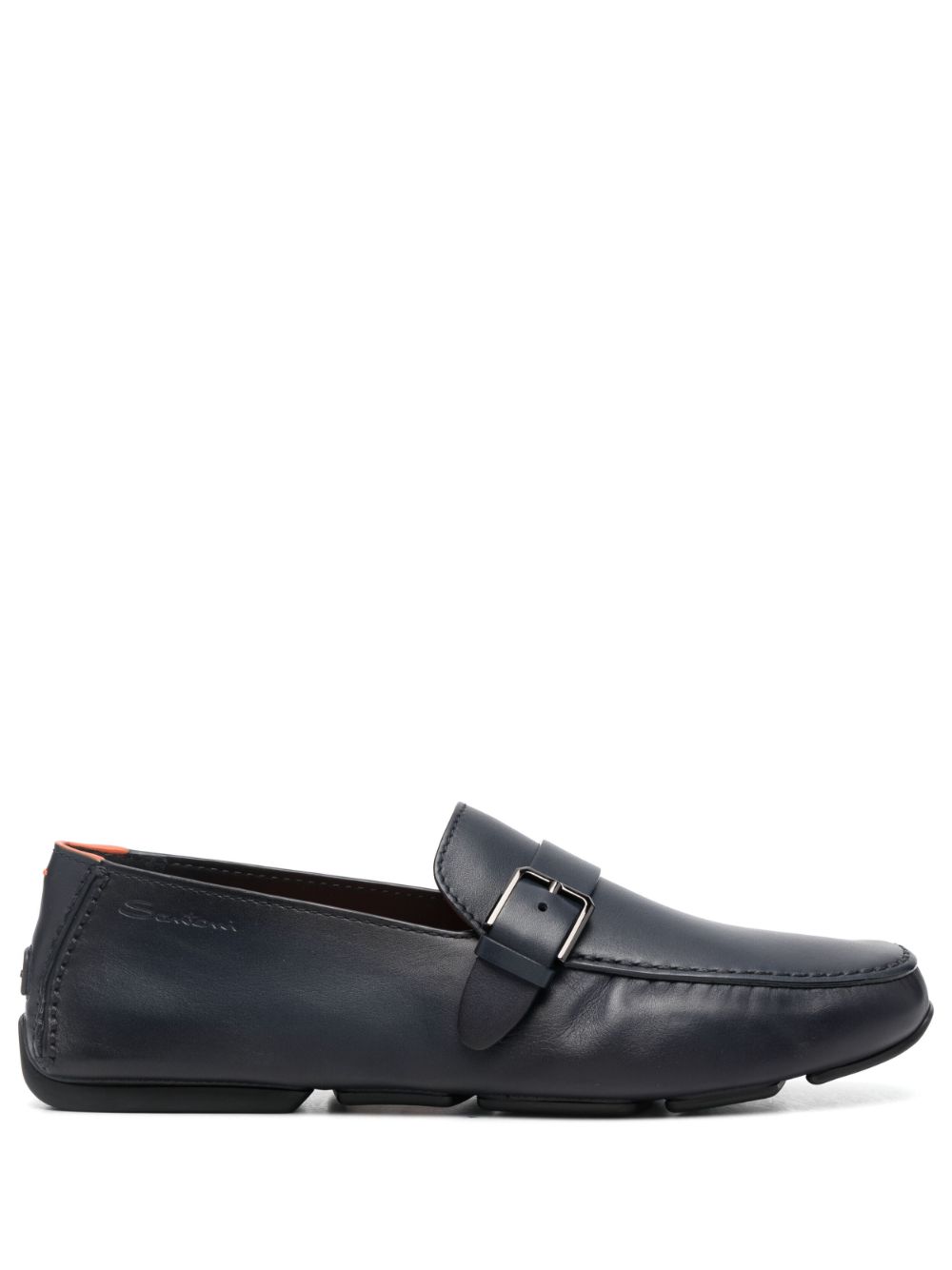 Santoni buckled leather monk shoes - Blue