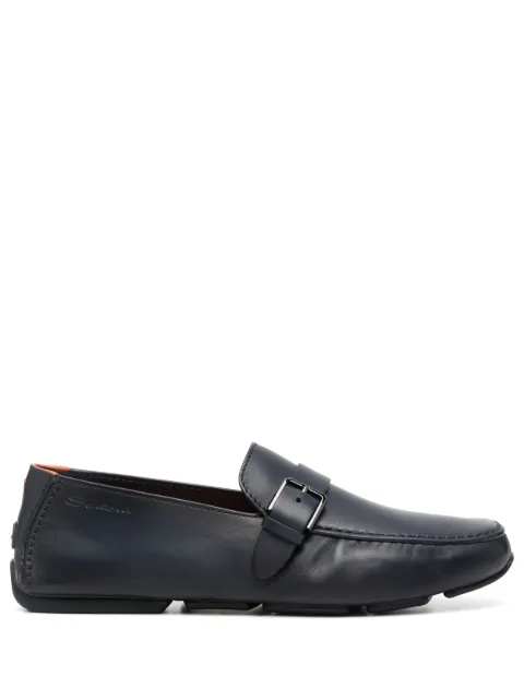 Santoni buckled leather monk shoes