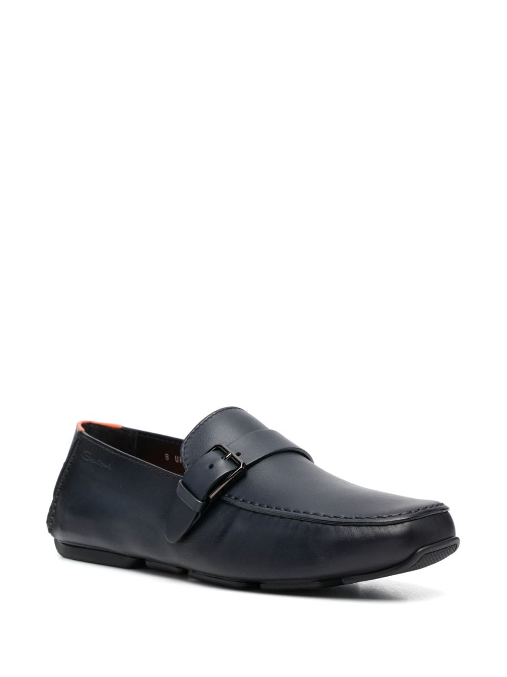 Santoni buckled leather monk shoes - Blauw