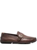 Santoni buckled leather monk shoes - Brown
