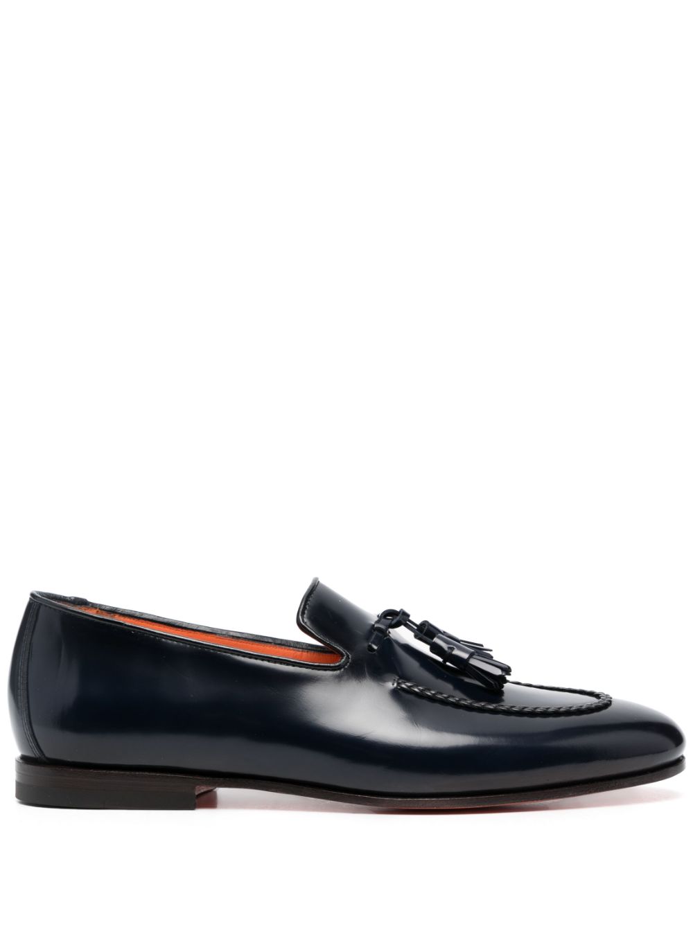 Santoni tassel-embellished leather loafers - Blue