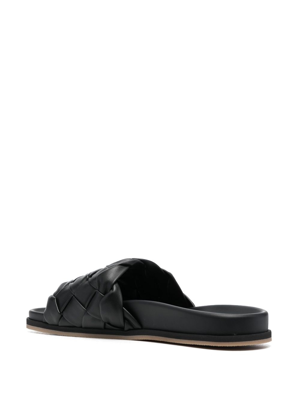 Shop Santoni Interwoven-design Calf-leather Slides In Black