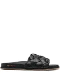 Santoni interwoven-design calf-leather slides - Black