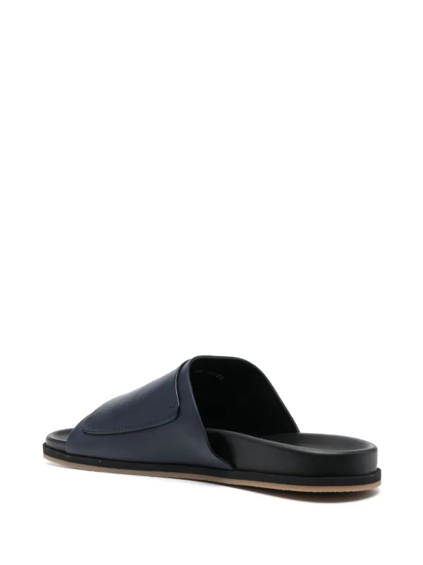 サンダル・ミュール Santoni Shell T-Bar Flat Leather Sandals Santoni Flat Leather Sandals | Blue | FARFETCH