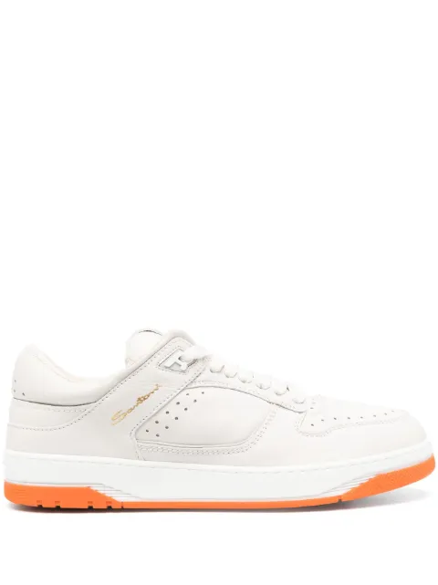 Santoni embroidered-logo leather low-top sneakers