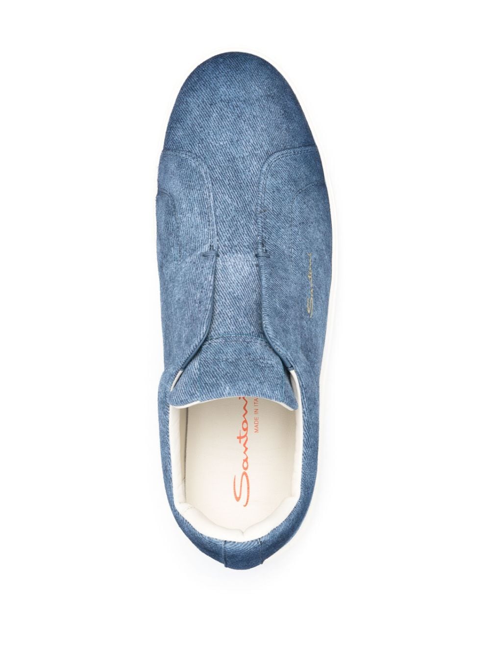 Shop Santoni Slip-on Denim Loafers In Blau