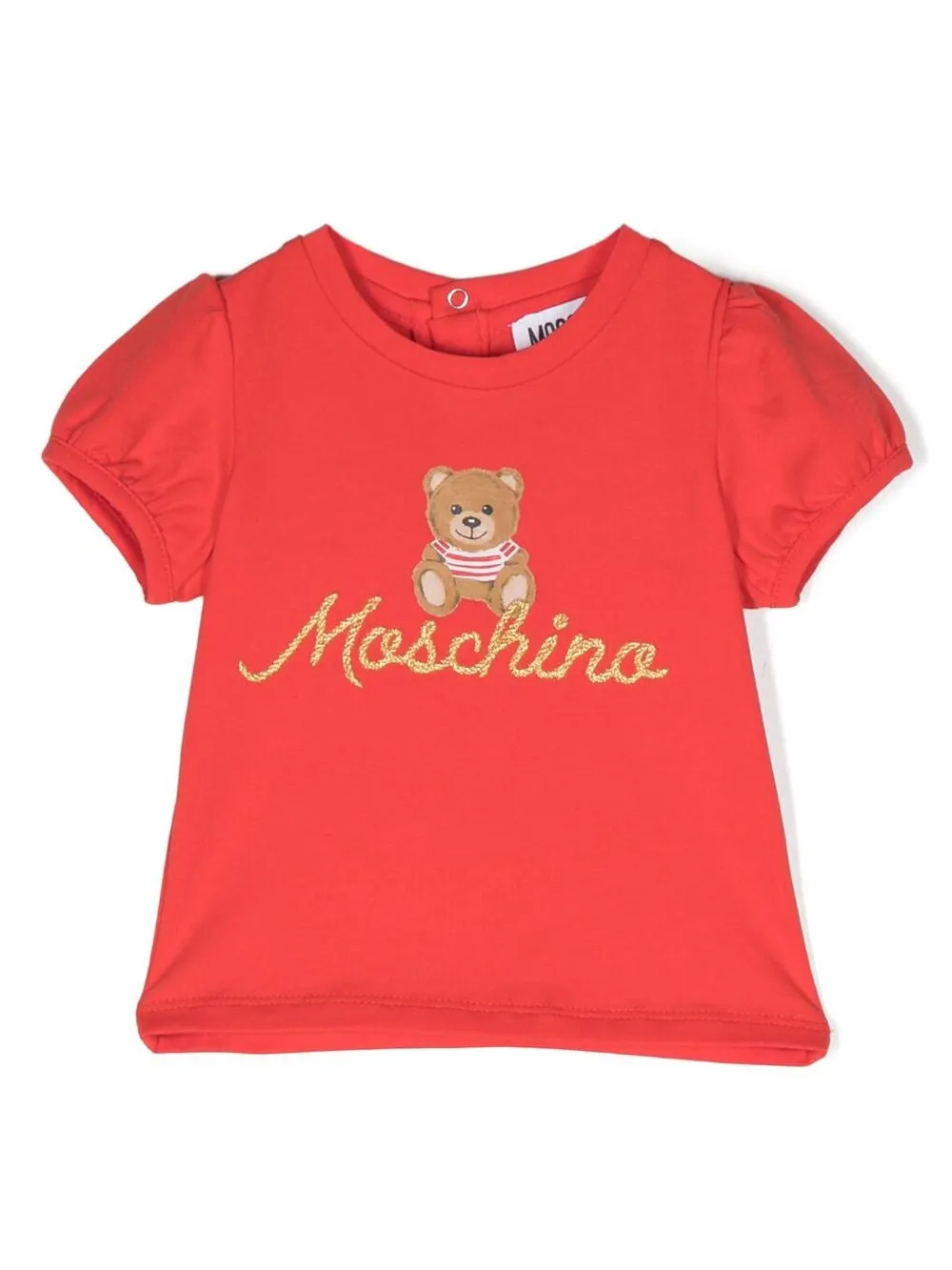 Moschino Babies' 'teddy Bear' Signature Motif T-shirt In Rot