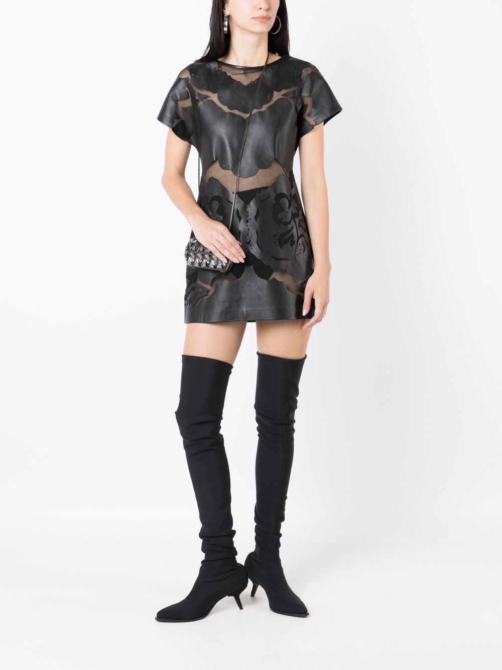 Andrea Bogosian Mini-jurk met doorzichtige vlakken - Zwart