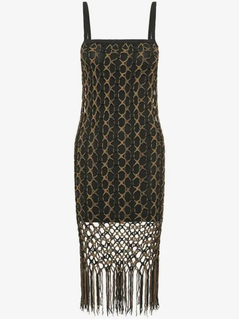Dion Lee vestido midi de crochet a capas