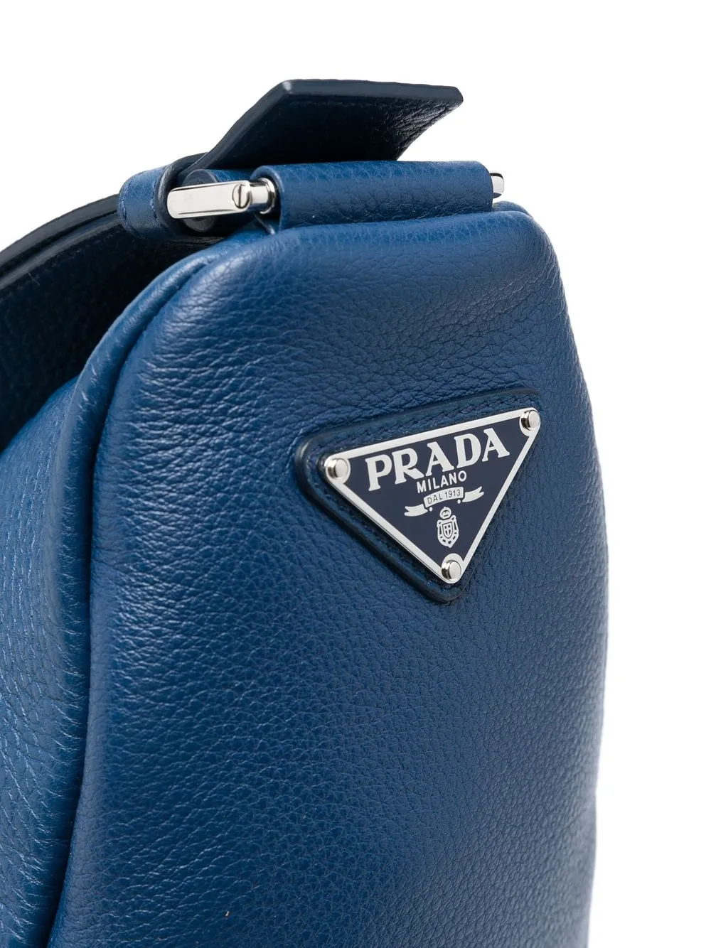 Preowned Prada Embossed Logo Triangle Shoulder Bag In Blue ModeSens