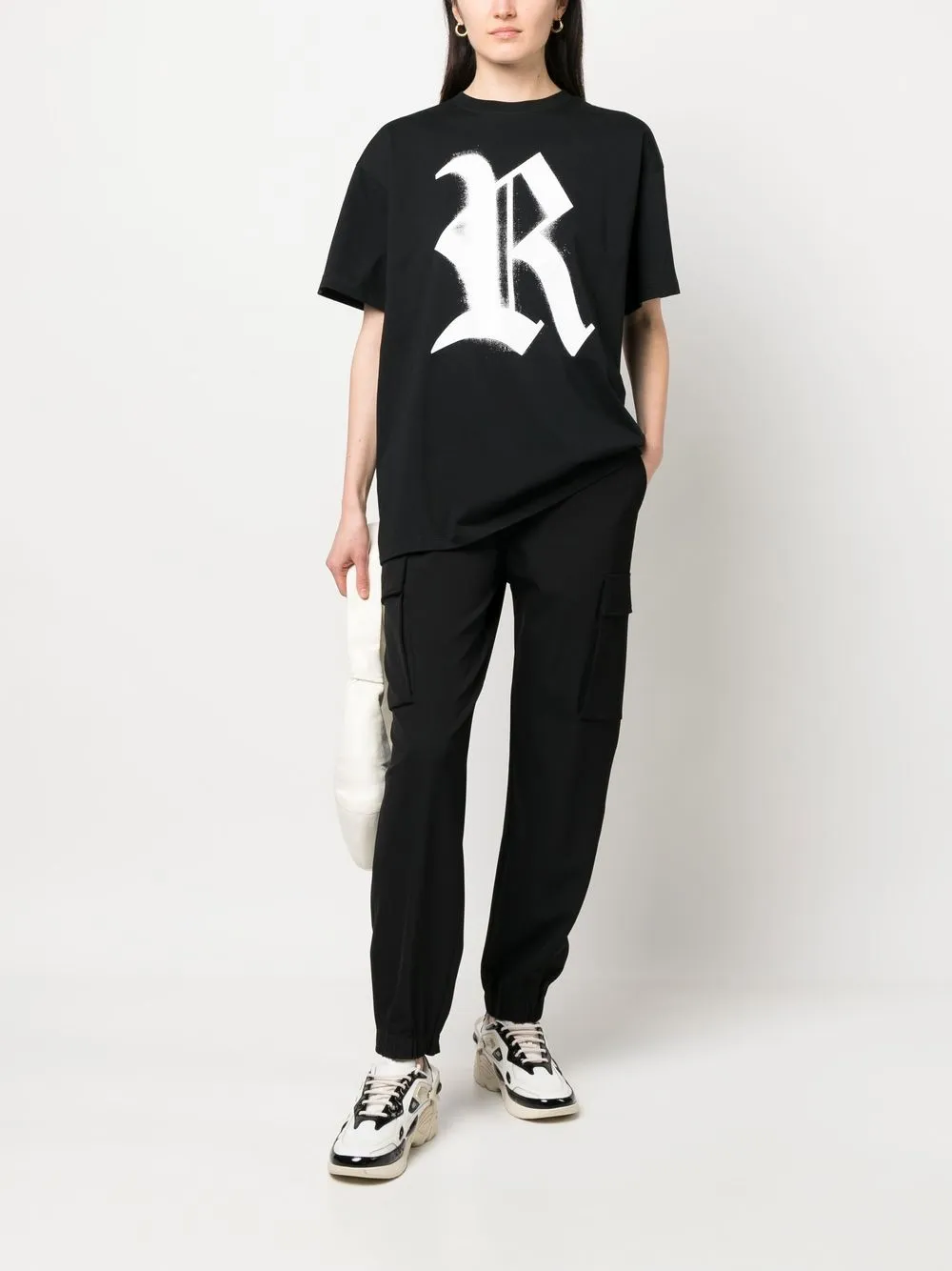 Raf Simons Printed Logo Big Fit T-shirt In Black