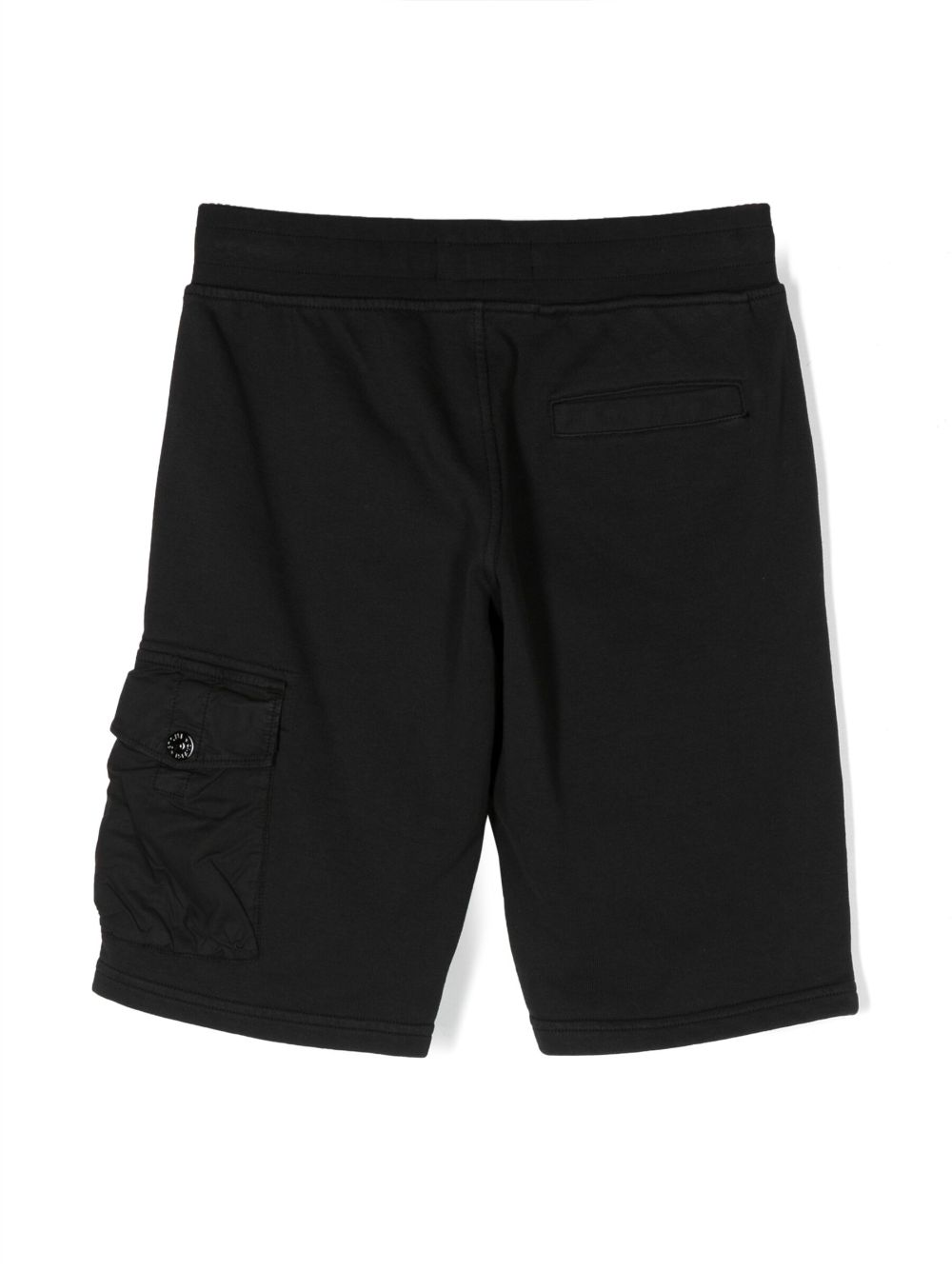 Shop Stone Island Junior Compass-motif Cotton Shorts In Black