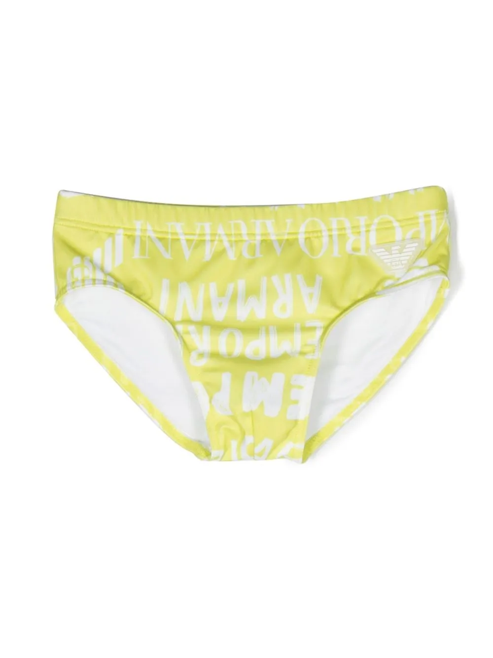 

Emporio Armani Kids logo print swimming trunks - Yellow