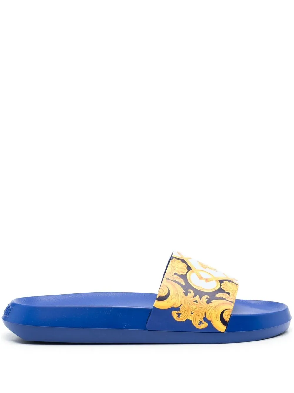 Versace baroque-pattern slides - Blue | The Hoxton Trend