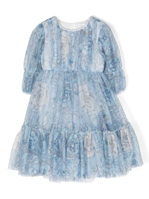 Monnalisa Catherine floral print tulle dress