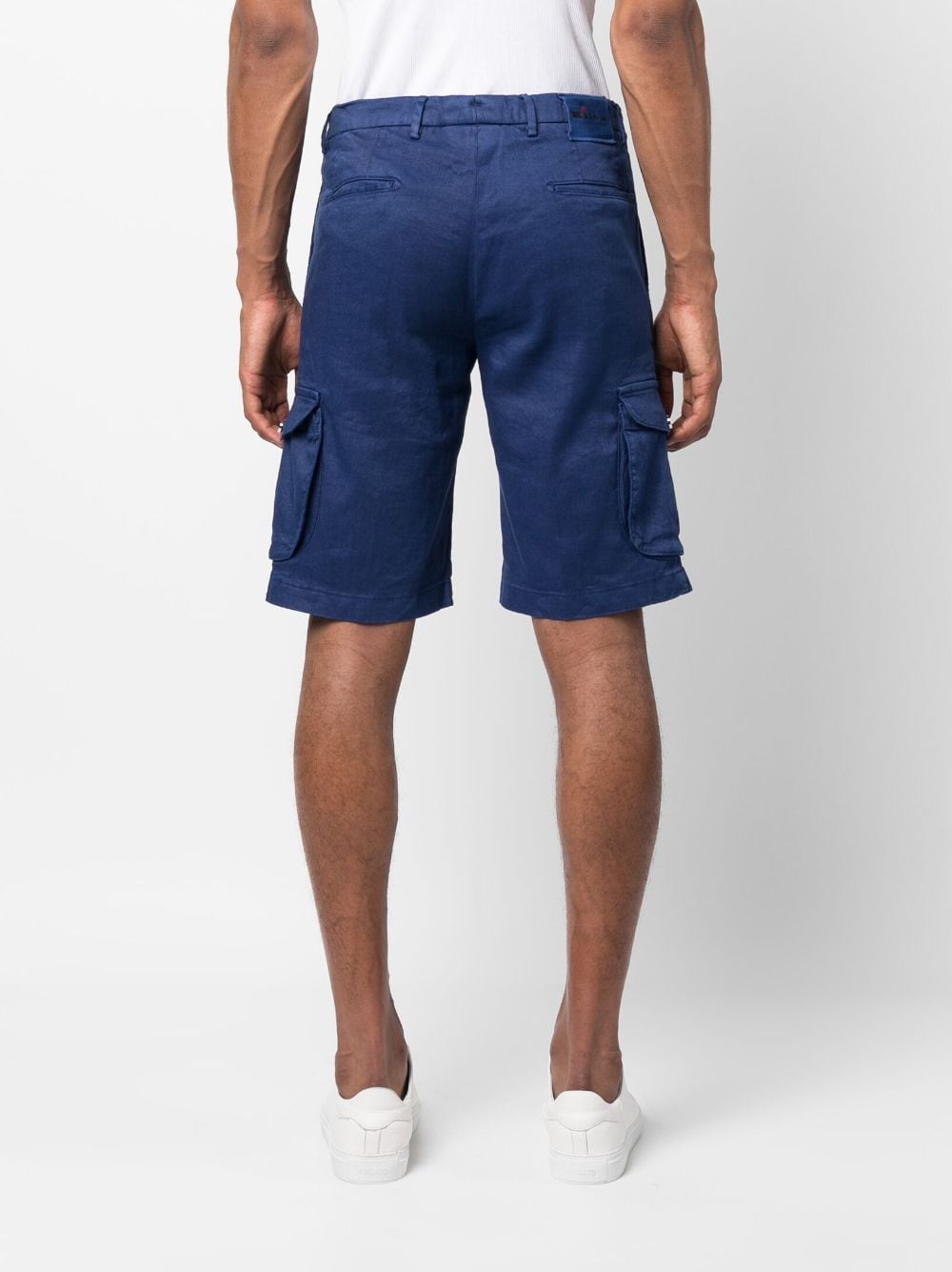 Shop Kiton Off-centre Button Cargo Shorts In Blue