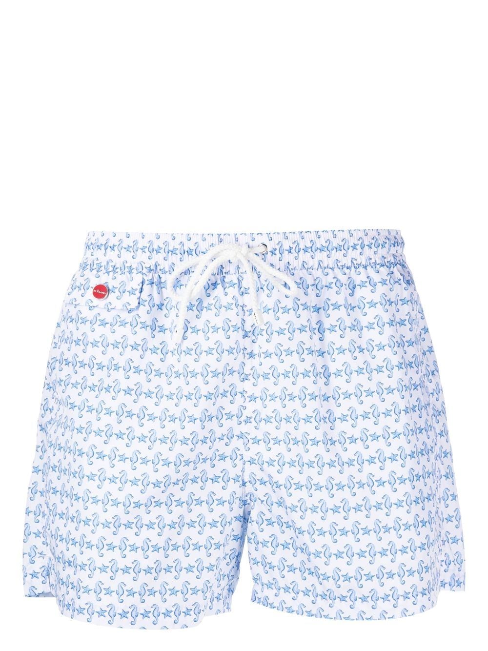 

Kiton graphic-print drawstring swim shorts - White