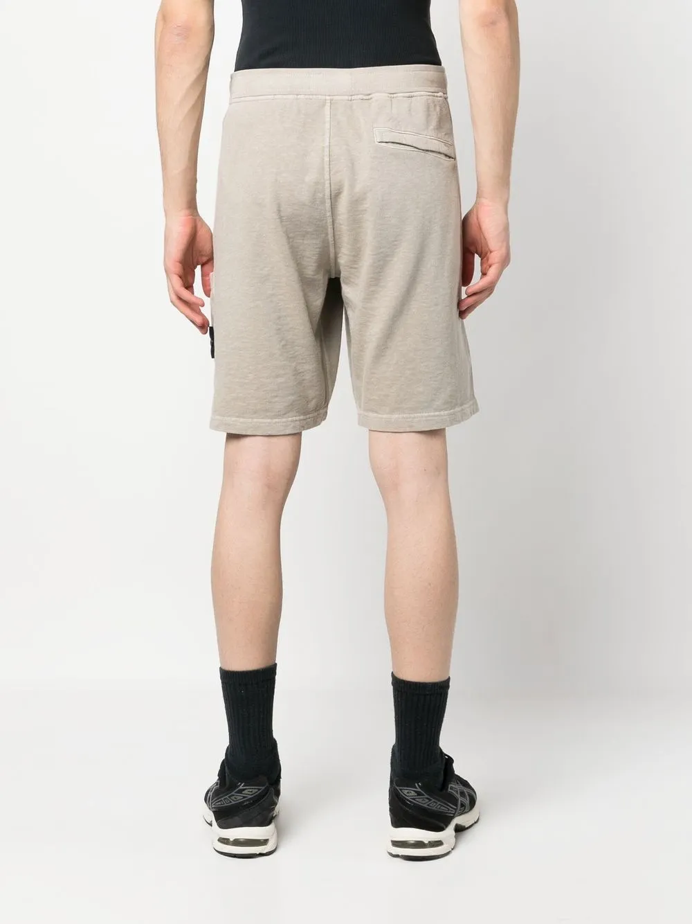 Shop Stone Island Compass-motif Cotton Shorts In Neutrals