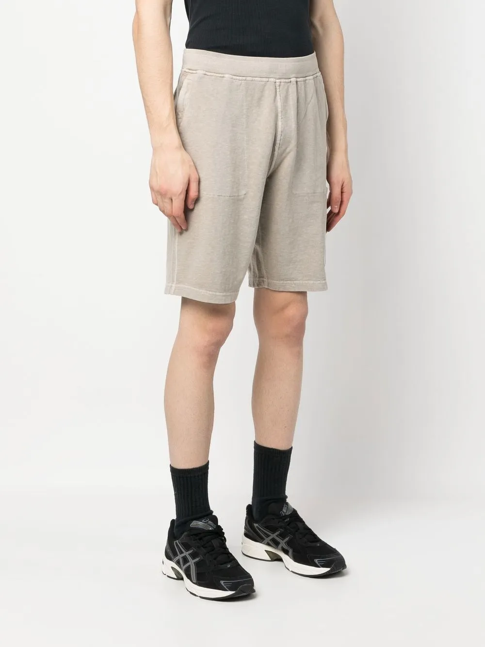 Shop Stone Island Compass-motif Cotton Shorts In Neutrals