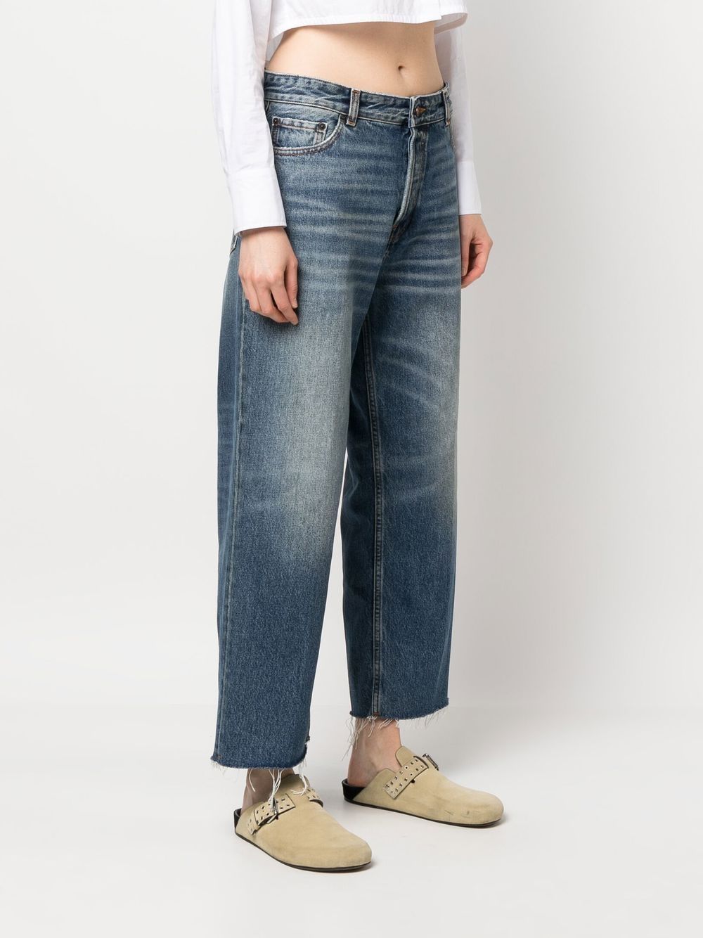 Shop Haikure Straight-leg Cropped Jeans In Blue