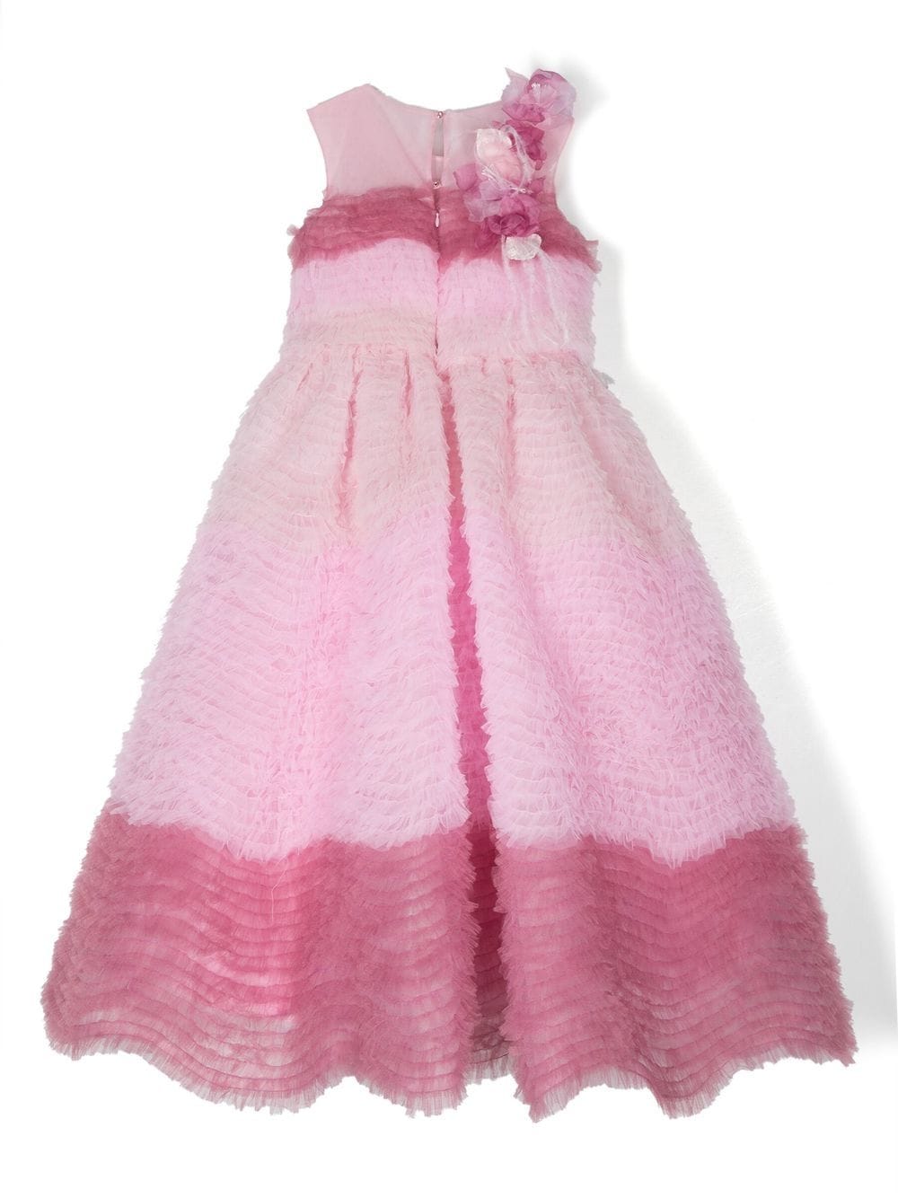 Shop Marchesa Couture Tiered-tulle Flared Dress In 粉色