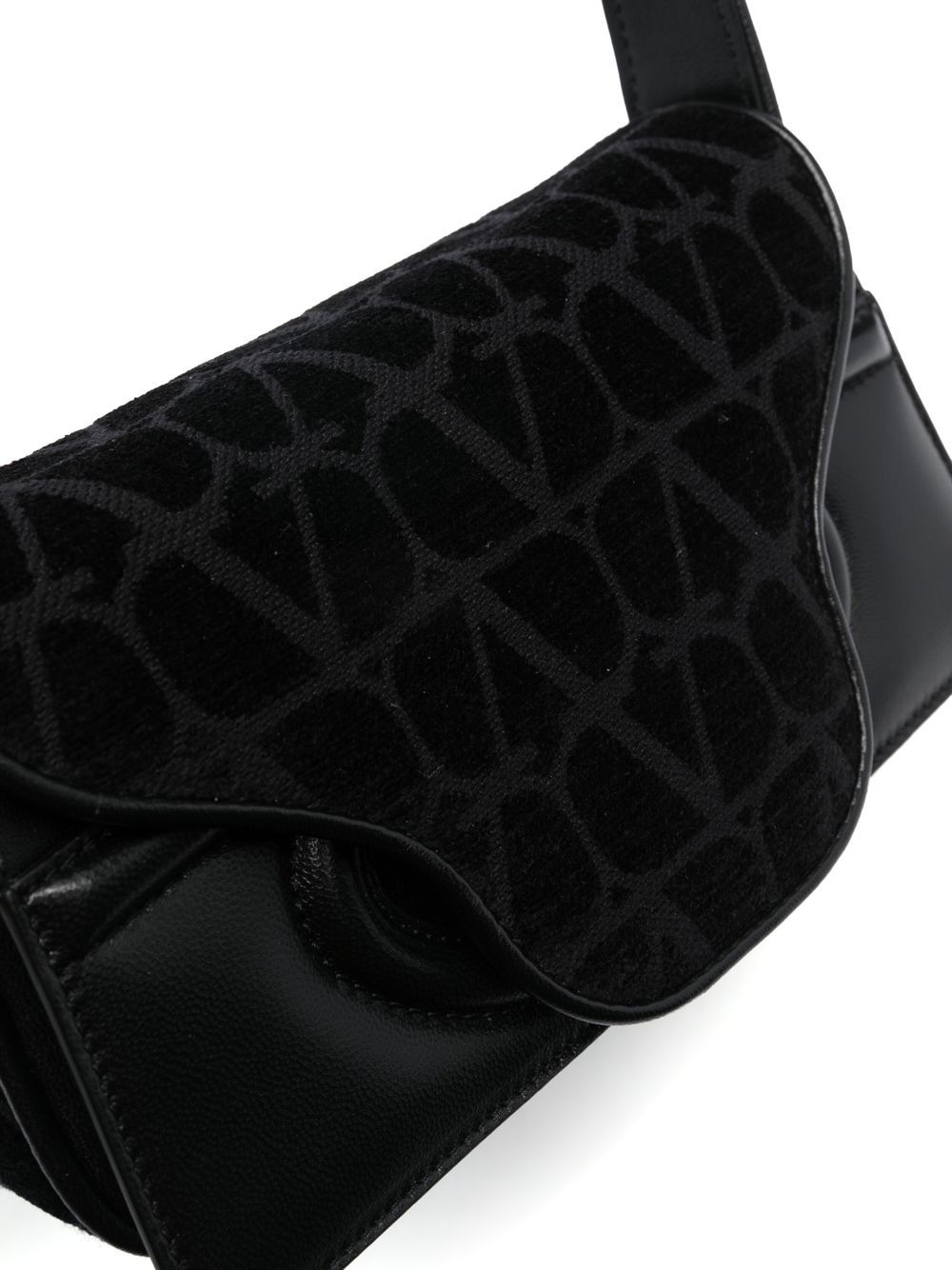 Shop Valentino Polished-finish Shoulder Bag In Black