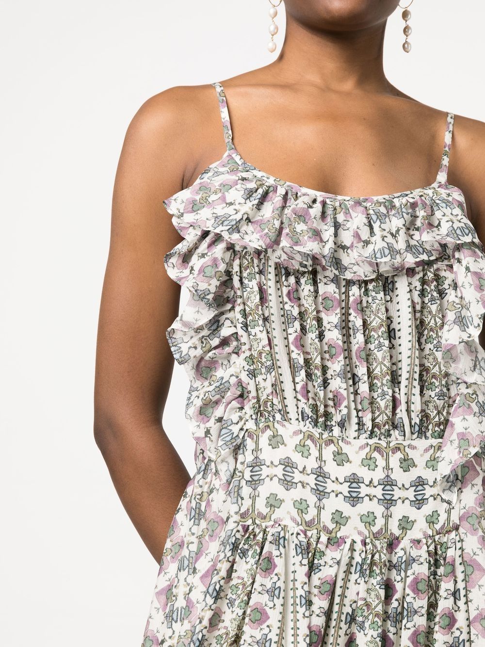 Shop Isabel Marant Ruffle-trim Detail Midi Dress In Neutrals