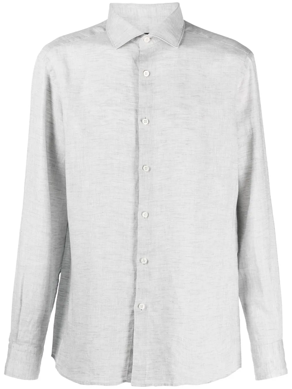 Zegna Long-sleeve Linen Shirt In Grey