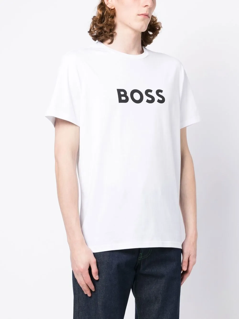 Hugo Boss Logo-print Crew-neck T-shirt In White