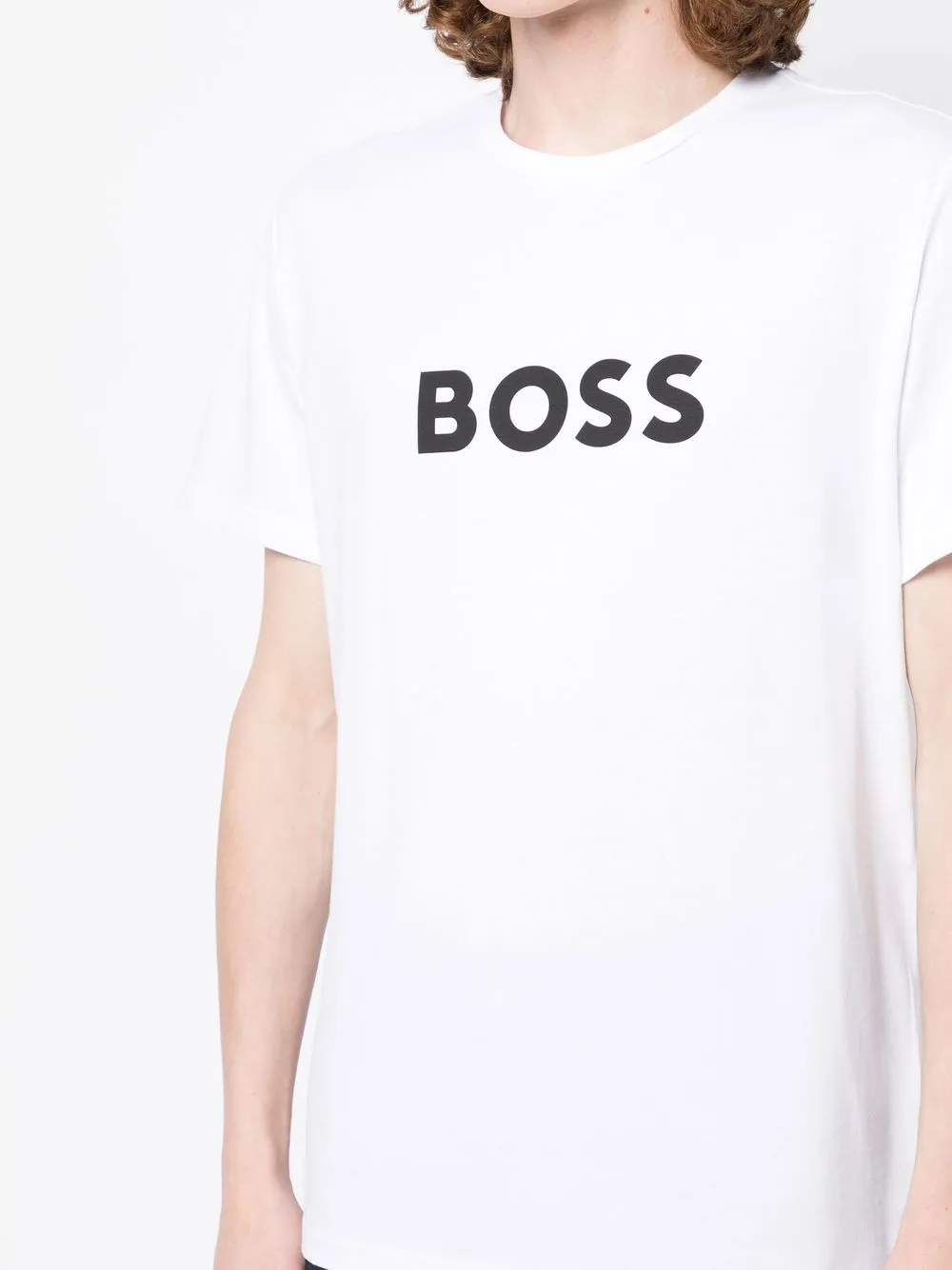 Hugo Boss Logo-print Crew-neck T-shirt In White